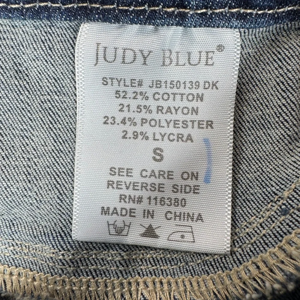 Judy Blue Dark Wash Pull On Cuffed Denim Shorts Small S JB150139 | Hi Waist Jean
